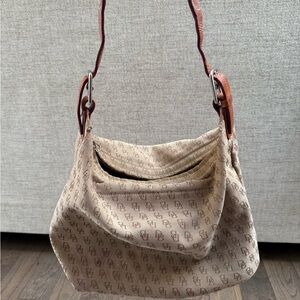 Dooney and bourke Monogram Hobo Shoulder Bag with Brown Strap